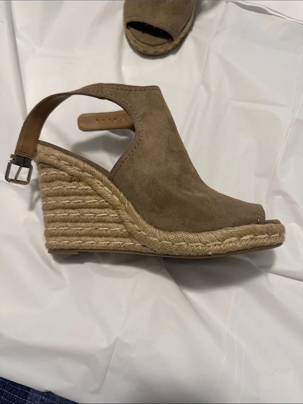 Merona Taupe Faux Suede Espadrille Wedge Sandals